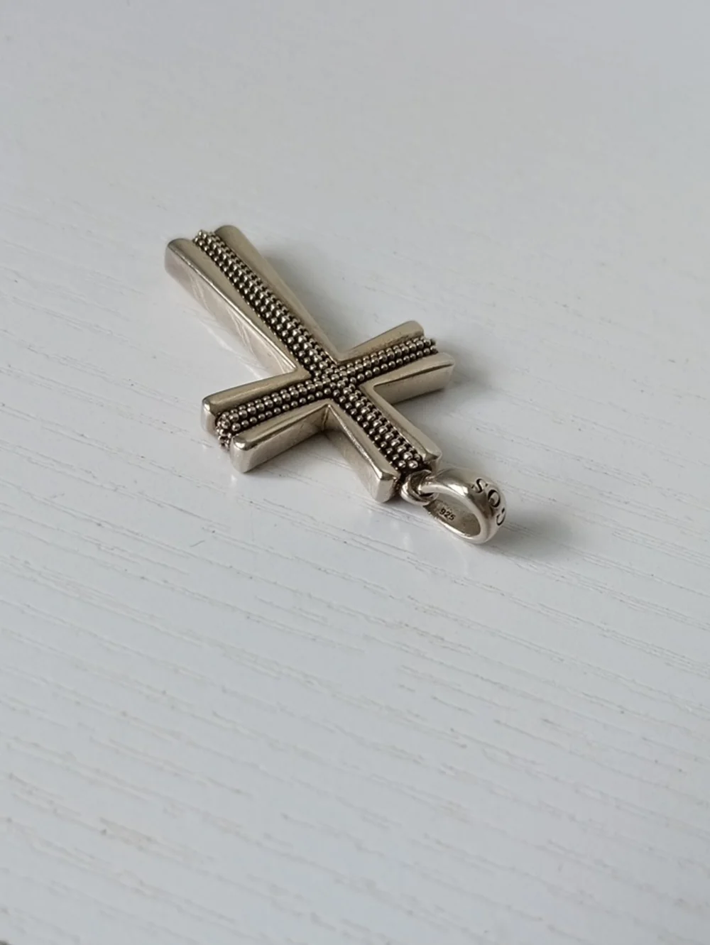 Lagos Anthem Superfine Caviar Beaded Sterling Silver Cross Amulet
